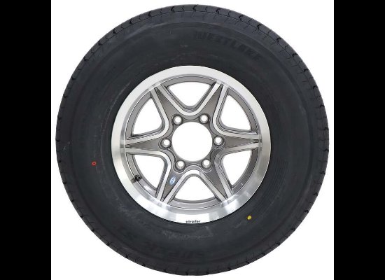 LEGEND 225/75R15 SPARE TIRE ON GUNMETAL ALUMINUM WHEEL, 6 LUG 6X5.5 , LRE