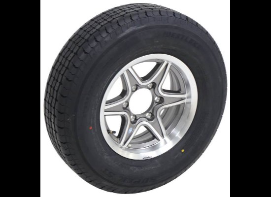 LEGEND 225/75R15 SPARE TIRE ON GUNMETAL ALUMINUM WHEEL, 6 LUG 6X5.5 , LRE