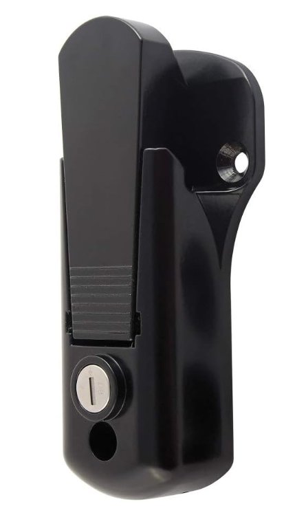 CAM BAR / SLAM HASP LATCH, LOCKING, MATTE BLACK WITH AE SERIES KEY- LEGEND STYLE