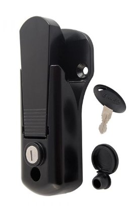 CAM BAR / SLAM HASP LATCH, LOCKING, MATTE BLACK WITH AE SERIES KEY- LEGEND STYLE