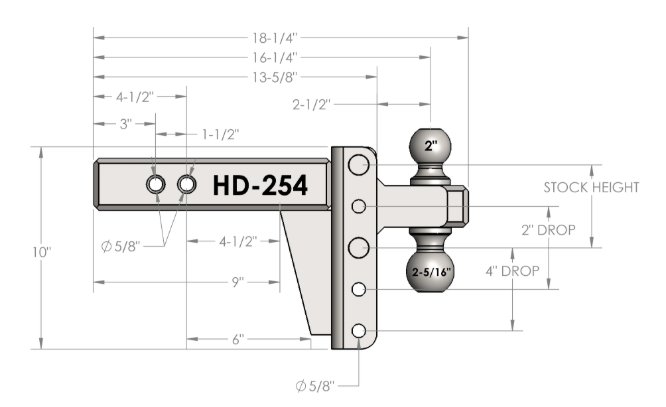 BULLETPROOF HITCHES 2-BALL MOUNT FOR 2-1/2" HITCH, 4" DROP, 4" RISE - 22K