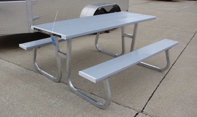 ALUMA PICNIC TABLE, 6' 2 SIDED - ALUMINUM 6'L 2-SIDED, PEWTER
