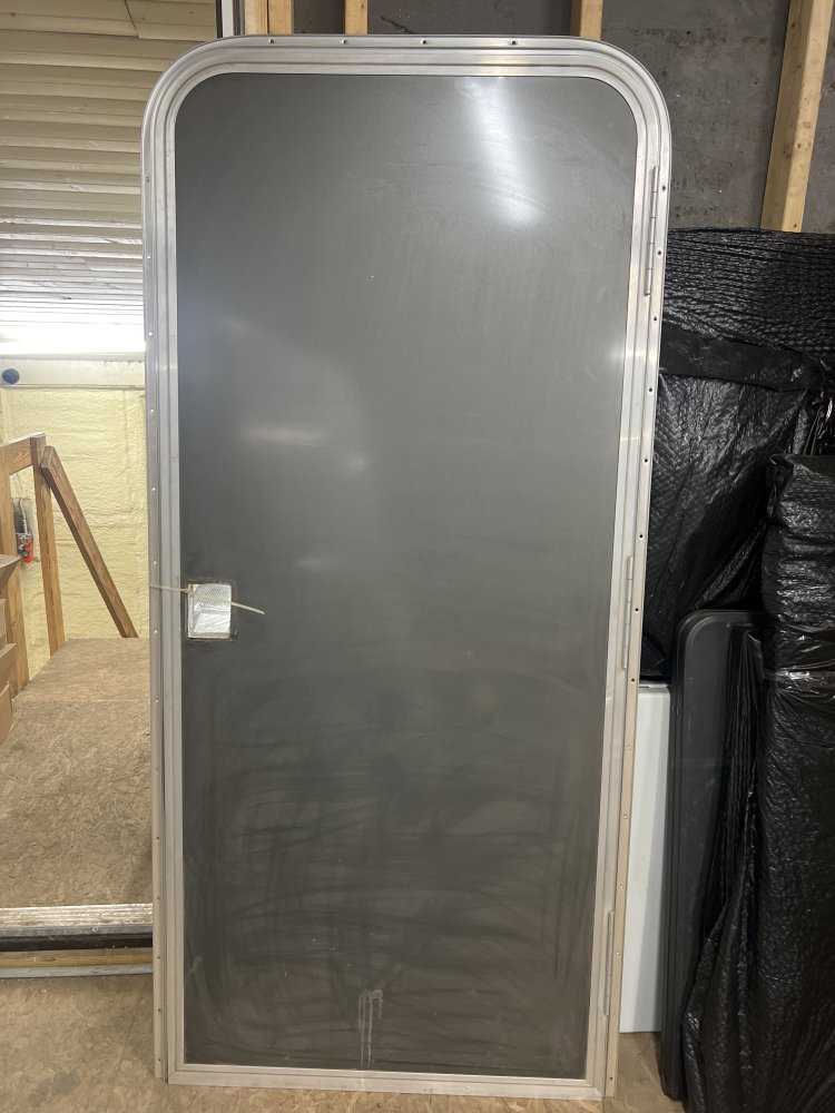 USED REPLACEMENT SIDE DOOR ASSEMBLY, 35"X72", CHARCOAL