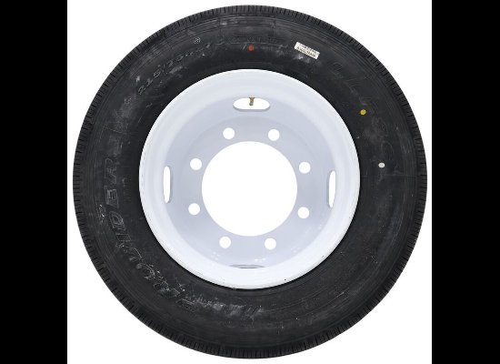 PROVIDER 215/75R17.5 RADIAL TIRE, W/ 12-1/2" WHITE DUAL WHEEL, 8X275MM - LRH 16 PLY