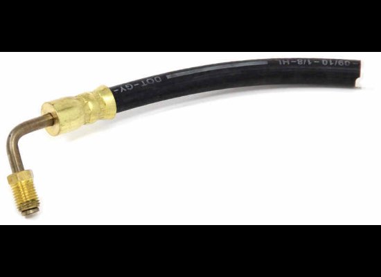 HYDRAULIC BRAKE LINE / RUBBER FLEX HOSE 1/8" ID X 3/8" OD , 3/16"-24 M/F FITTING, 90* M, 21" LONG