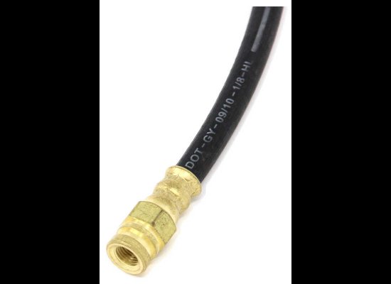 HYDRAULIC BRAKE LINE / RUBBER FLEX HOSE 1/8" ID X 3/8" OD , 3/16"-24 M/F FITTING, 90* M, 21" LONG