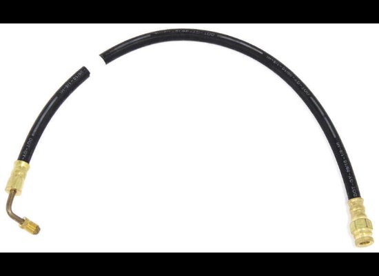 HYDRAULIC BRAKE LINE / RUBBER FLEX HOSE 1/8" ID X 3/8" OD , 3/16"-24 M/F FITTING, 90* M, 21" LONG