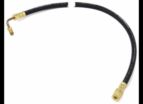 HYDRAULIC BRAKE LINE / RUBBER FLEX HOSE 1/8" ID X 3/8" OD , 3/16"-24 M/F FITTING, 90* M, 21" LONG