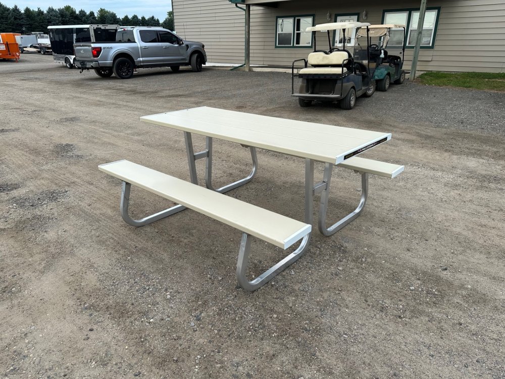 ALUMA PICNIC TABLE, 6' 2 SIDED - ALUMINUM 6'L 2-SIDED, TAN