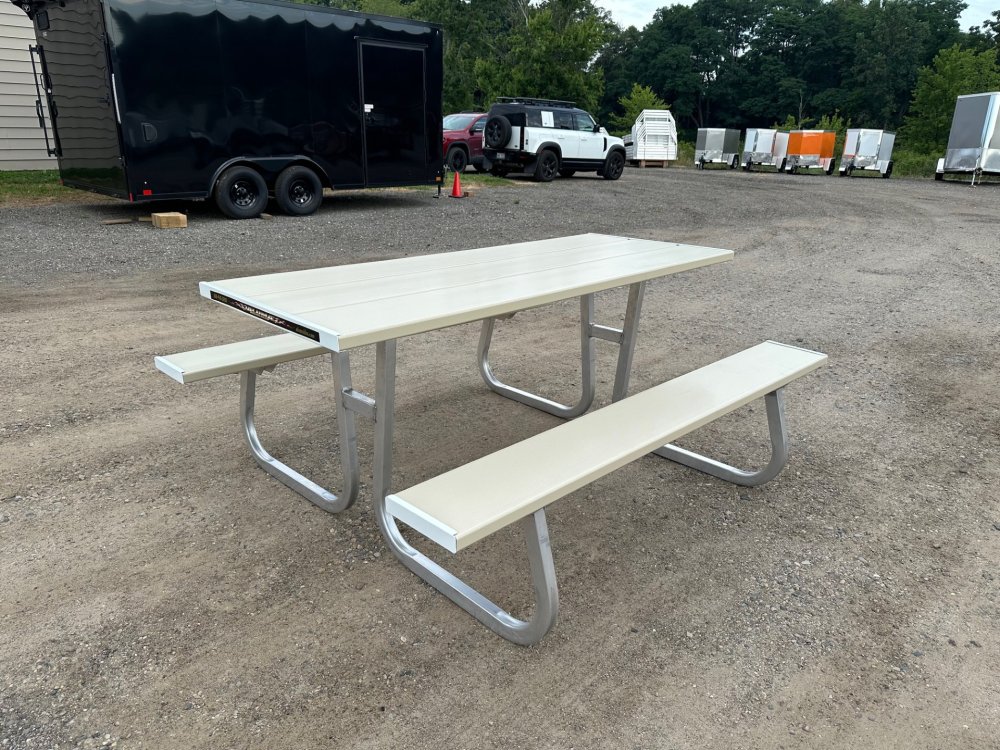 ALUMA PICNIC TABLE, 6' 2 SIDED - ALUMINUM 6'L 2-SIDED, TAN