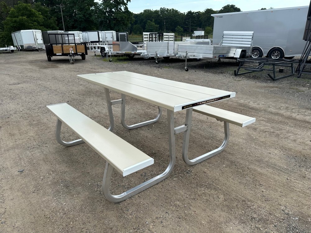 ALUMA PICNIC TABLE, 6' 2 SIDED - ALUMINUM 6'L 2-SIDED, TAN