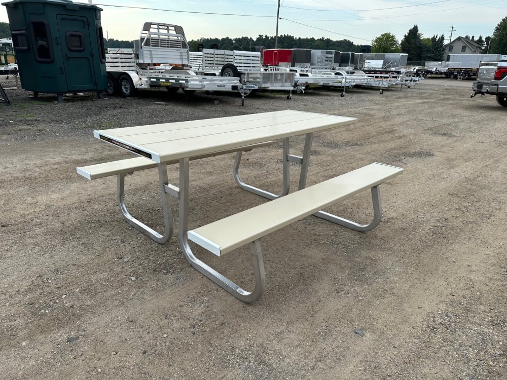 ALUMA PICNIC TABLE, 6' 2 SIDED - ALUMINUM 6'L 2-SIDED, TAN