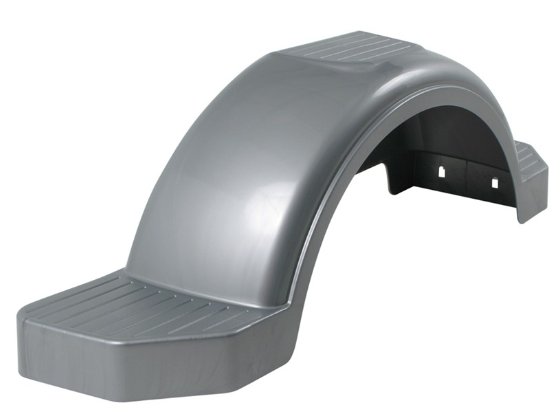 FULTON SINGLE AXLE BOAT TRAILER FENDER, SILVER PLASTIC, WITH STEPS - 13" WHEELS