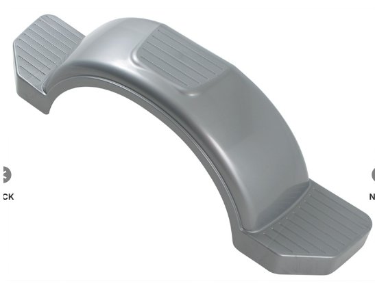 FULTON SINGLE AXLE BOAT TRAILER FENDER, SILVER PLASTIC, WITH STEPS - 13" WHEELS