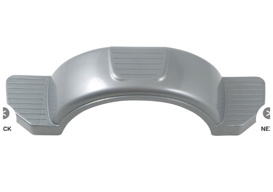 FULTON SINGLE AXLE BOAT TRAILER FENDER, SILVER PLASTIC, WITH STEPS - 13" WHEELS