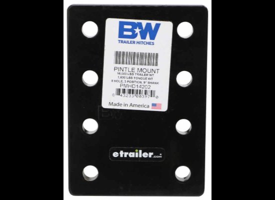B&W PINTLE HOOK MOUNTING PLATE FOR 2.5" HITCH 9" SHANK - 8 HOLE 16K