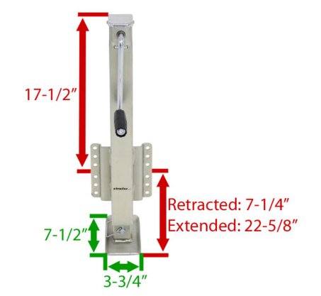 RAM 2500lbs DROPLEG JACK, SIDEWIND, BOAT TRAILER, ZINC, 15" LIFT, 13.75" DROP LEG TRAVEL, BOLT ON