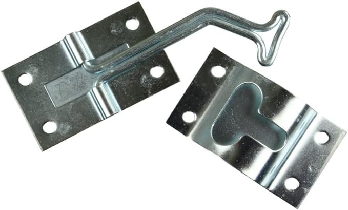 45 DEGREE T-STYLE HOOK AND KEEPER, ANGLE DOOR HOLDER, ZINC T-STYLE, 2"