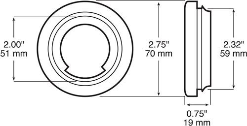 PCV GROMMET FOR 2" ROUND CLEARANCE AND SIDE MARKER LIGHTS - FLUSH MOUNT, BLACK