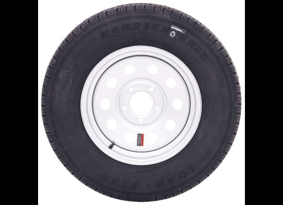 KARRIER ST205/75R15 5x4.75 RADIAL TRAILER TIRE WITH SILVER MOD WHEEL LRC