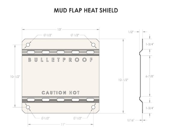 BULLETPROOF HITCHES HEAT SHIELD FOR ADJUSTABLE MUD FLAP SYSTEM