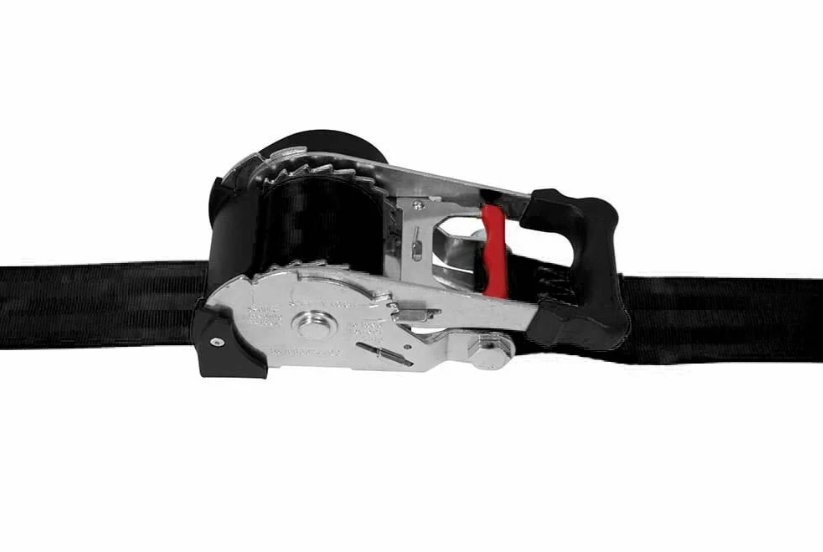2" X 12' E-TRACK RETRACTABLE RATCHET STRAP WITH E-TRACK END FITTINGS, BLACK, 12' LENGTH, 1100lbs WLL