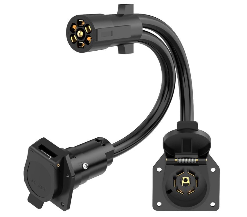 7-WAY SPLITTER W/ DUAL MALE CONNECTORS AND 1 VEHICLE CONNECTOR 20" 7 WAY
