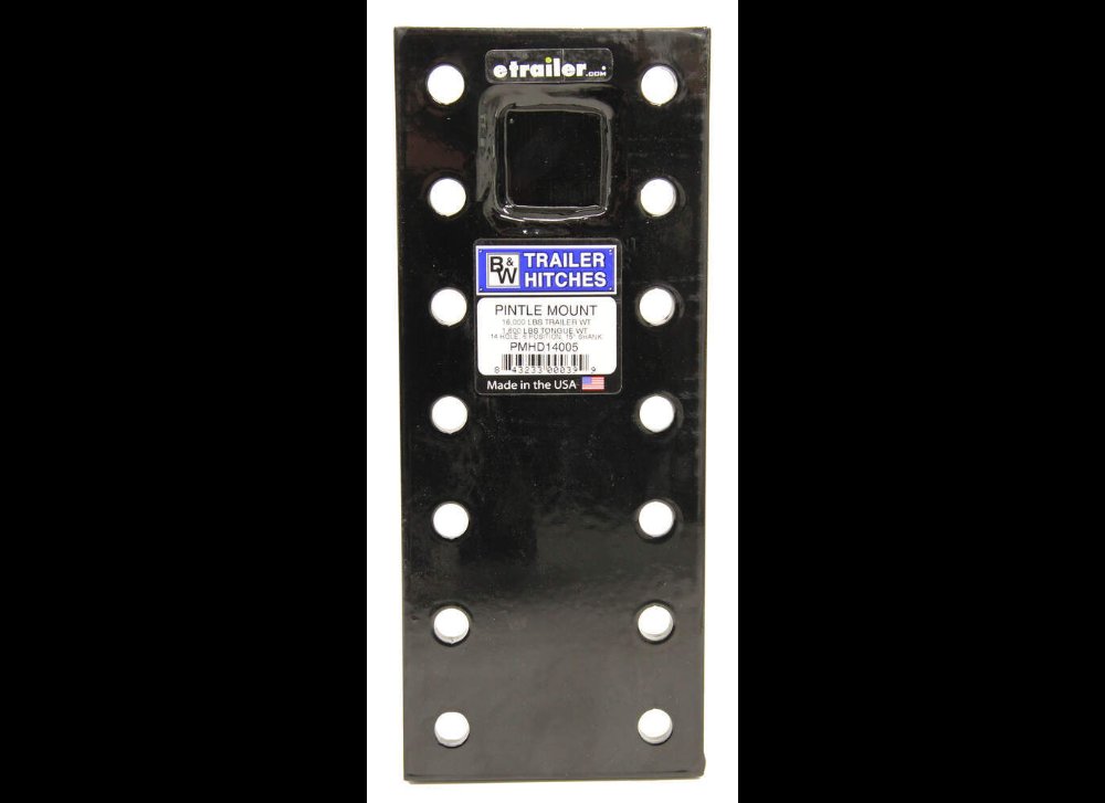 B&W PINTLE HOOK MOUNTING PLATE FOR 2" HITCH 15" SHANK - 14 HOLE 16K