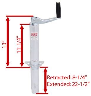 RAM ROUND A-FRAME TRAILER JACK, TOPWIND, 2K, ZINC, A FRAME, 14-1/4" TRAVEL