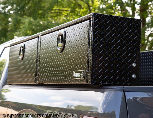 GLOSS BLACK DIAMOND TREAD ALUMINUM TOPSIDE TRUCK TOOL BOX SERIES - 18"x16"x88"