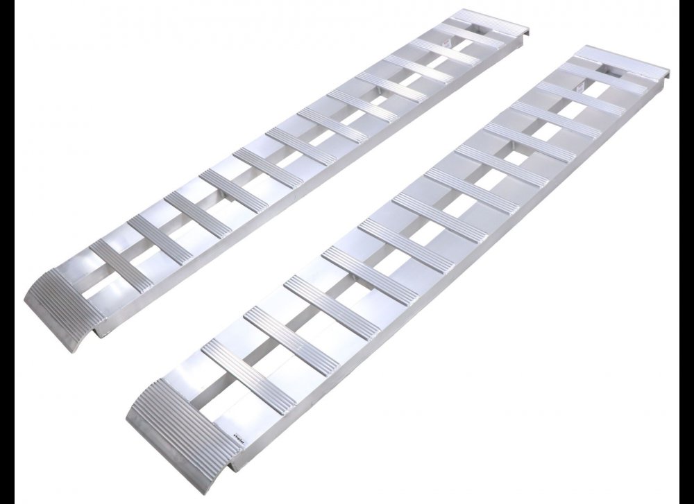ALUMINUM CAR HAULER RAMP SET, 7' L X 14" W - 6,000lbs CAPACITY