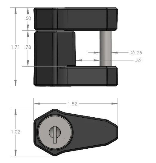 BULLETPROOF HITCHES TRAILER LATCH LOCK, COUPLER LATCH LOCK FOR 1-7/8" , 2" & 2-5/16" COUPLER