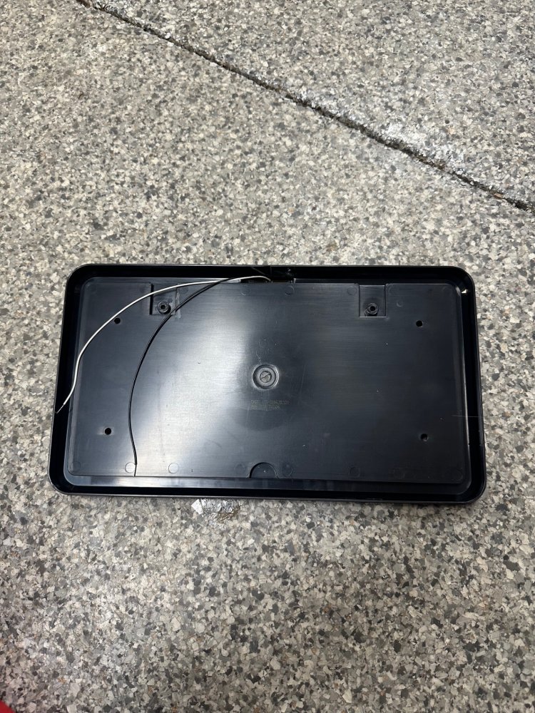 LICENSE PLATE FRAME W/ LED LIGHT, CLEAR, 1 DIODE, BLACK PLASTIC, FOR TRAILER OR RV