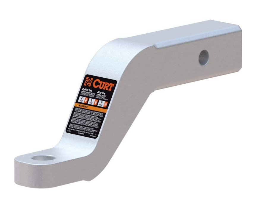 CURT ALUMINUM 2" BALL MOUNT - 8K, 4" DROP, 3" RISE, 1" BALL HOLE