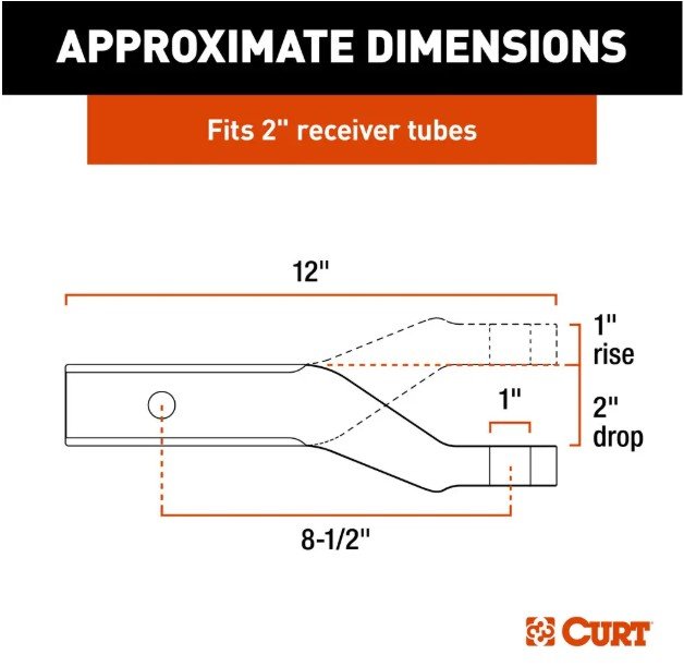 CURT ALUMINUM 2" BALL MOUNT - 8K 2" DROP