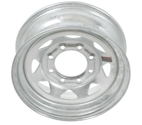STEEL SPOKE TRAILER WHEEL, 16X6, 8 ON 6.5, GALVANIZED