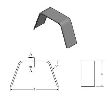 JEEP STYLE SINGLE AXLE FENDER, STEEL, SMOOTH, UNPAINTED 8"X24"X7"