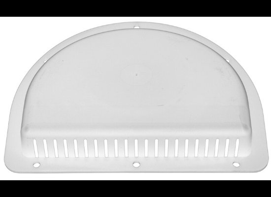 HALF MOON AIR VENT, WHITE, FOR EXTERIOR ENCLOSED, 8"L X 6"W X 1-1/4"H