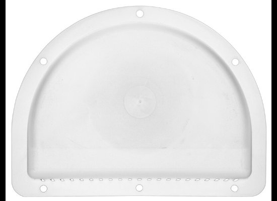 HALF MOON AIR VENT, WHITE, FOR EXTERIOR ENCLOSED, 8"L X 6"W X 1-1/4"H