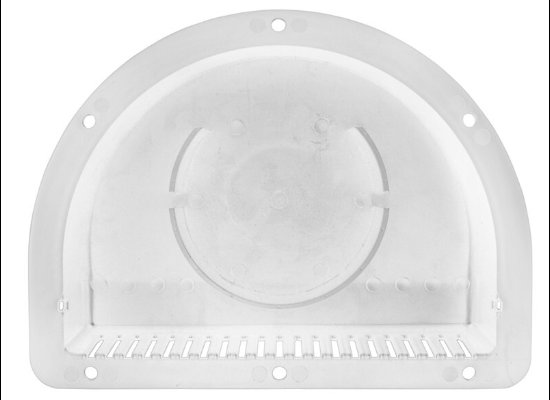 HALF MOON AIR VENT, WHITE, FOR EXTERIOR ENCLOSED, 8"L X 6"W X 1-1/4"H