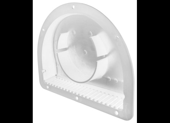 HALF MOON AIR VENT, WHITE, FOR EXTERIOR ENCLOSED, 8"L X 6"W X 1-1/4"H