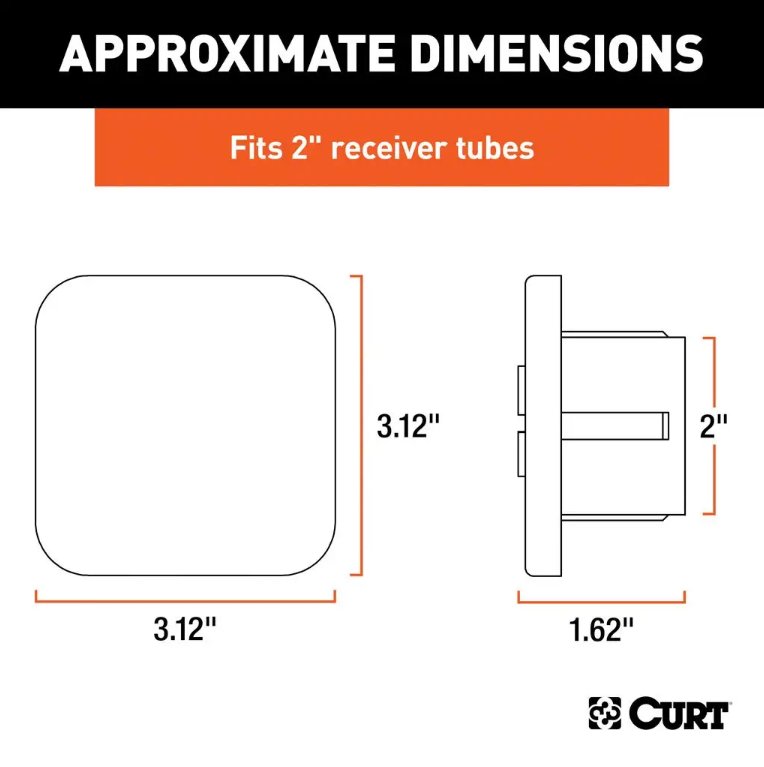 CURT 2" BLACK RUBBER HITCH TUBE COVER, 2" X 2" - RETAIL PACKAGED