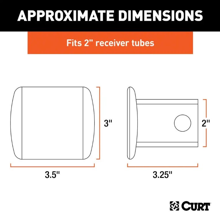 CURT 2" BLACK STEEL HITCH TUBE COVER, 2" X 2" - RETAIL PACKAGED