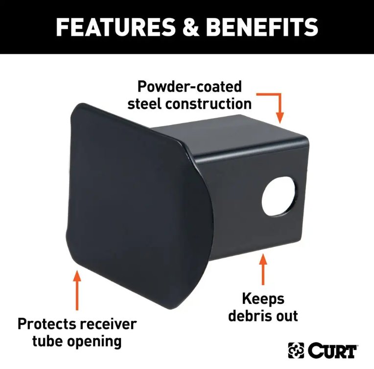 CURT 2" BLACK STEEL HITCH TUBE COVER, 2" X 2" - RETAIL PACKAGED