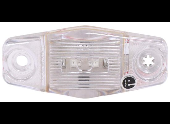 MINI RED LED CLEARANCE OR SIDE MARKER LIGHT, 2 DIODE, CLEAR LENS 2-1/2"Lx1-1/8"W