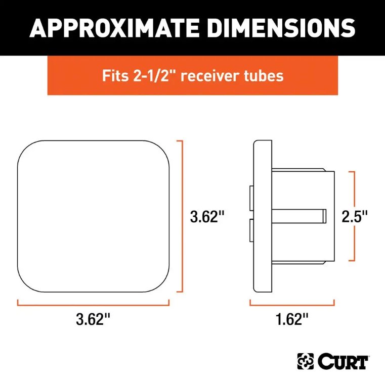 CURT 2-1/2" BLACK RUBBER HITCH TUBE COVER, 2-1/2" X 2-1/2" - RETAIL PACKAGED
