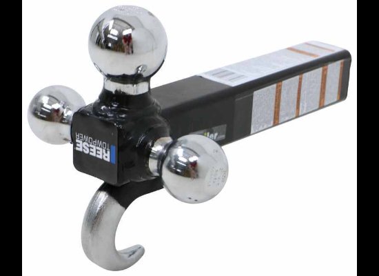 REESE TRI-BALL TRAILER HITCH BALL MOUNT WITH CLEVIS HOOK - 10K