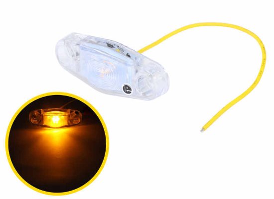 MINI AMBER LED CLEARANCE OR SIDE MARKER LIGHT, 2 DIODE, CLEAR LENS 2-1/2"Lx1-1/8"W