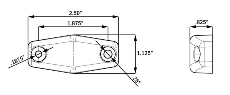 MINI AMBER LED CLEARANCE OR SIDE MARKER LIGHT, 2 DIODE, CLEAR LENS 2-1/2"Lx1-1/8"W