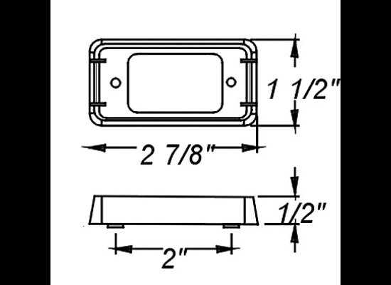 MOUNTING BRACKET FOR 2-1/2" TRAILER LIGHTS, CHROME, OPEN BACK, SURFACE MOUNT, WITH GASKET
